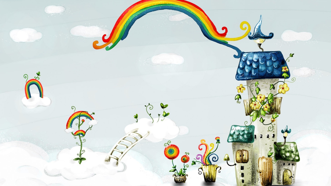 Rainbow and House for 1280 x 720 HDTV 720p resolution