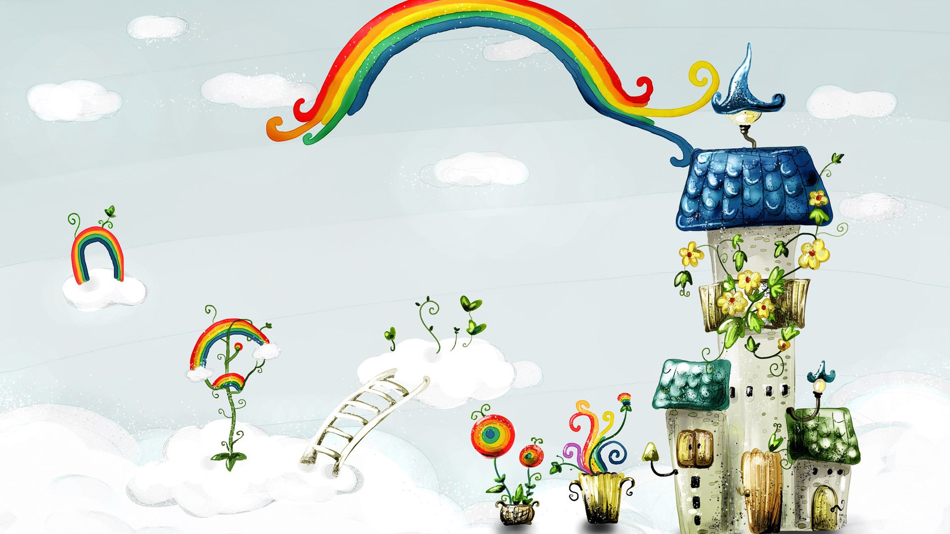 Rainbow and House for 1920 x 1080 HDTV 1080p resolution