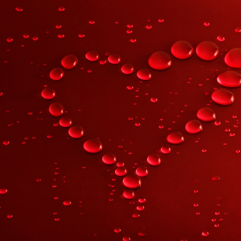 Red Bubbles Heart for 1024 x 1024 iPad resolution