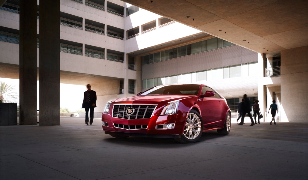 Red Cadillac CTS 2012 for 1024 x 600 widescreen resolution