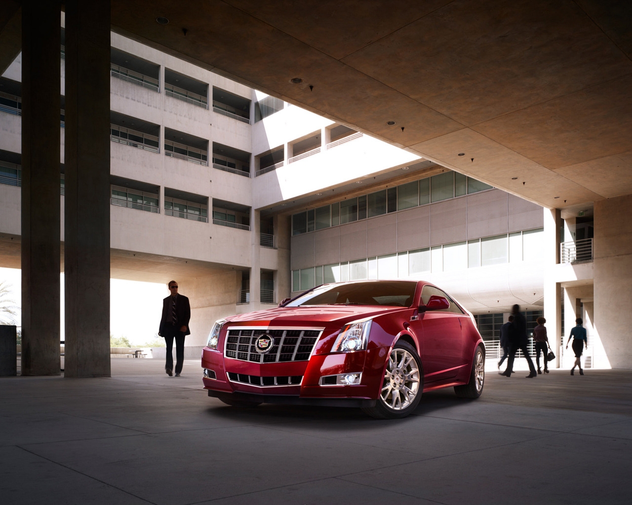 Red Cadillac CTS 2012 for 1280 x 1024 resolution