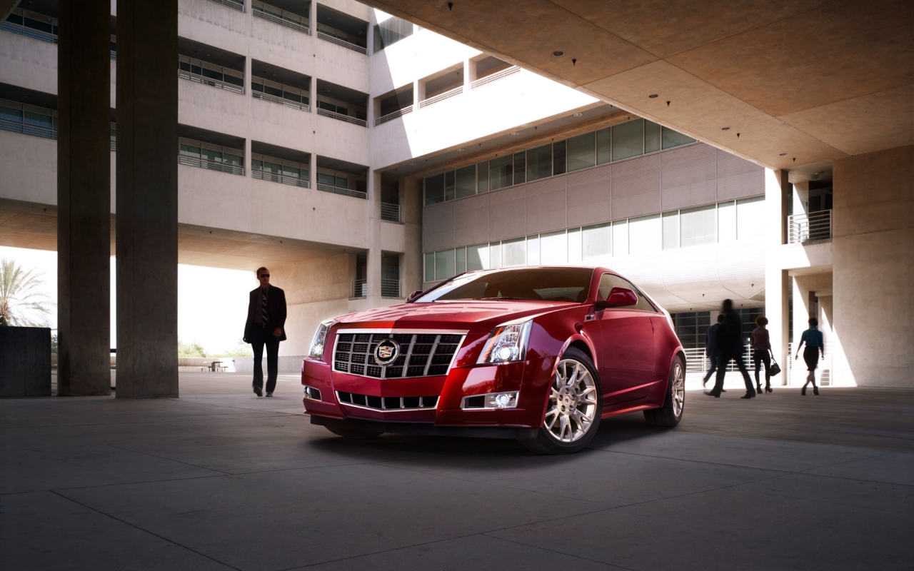 Red Cadillac CTS 2012 for 1280 x 800 widescreen resolution
