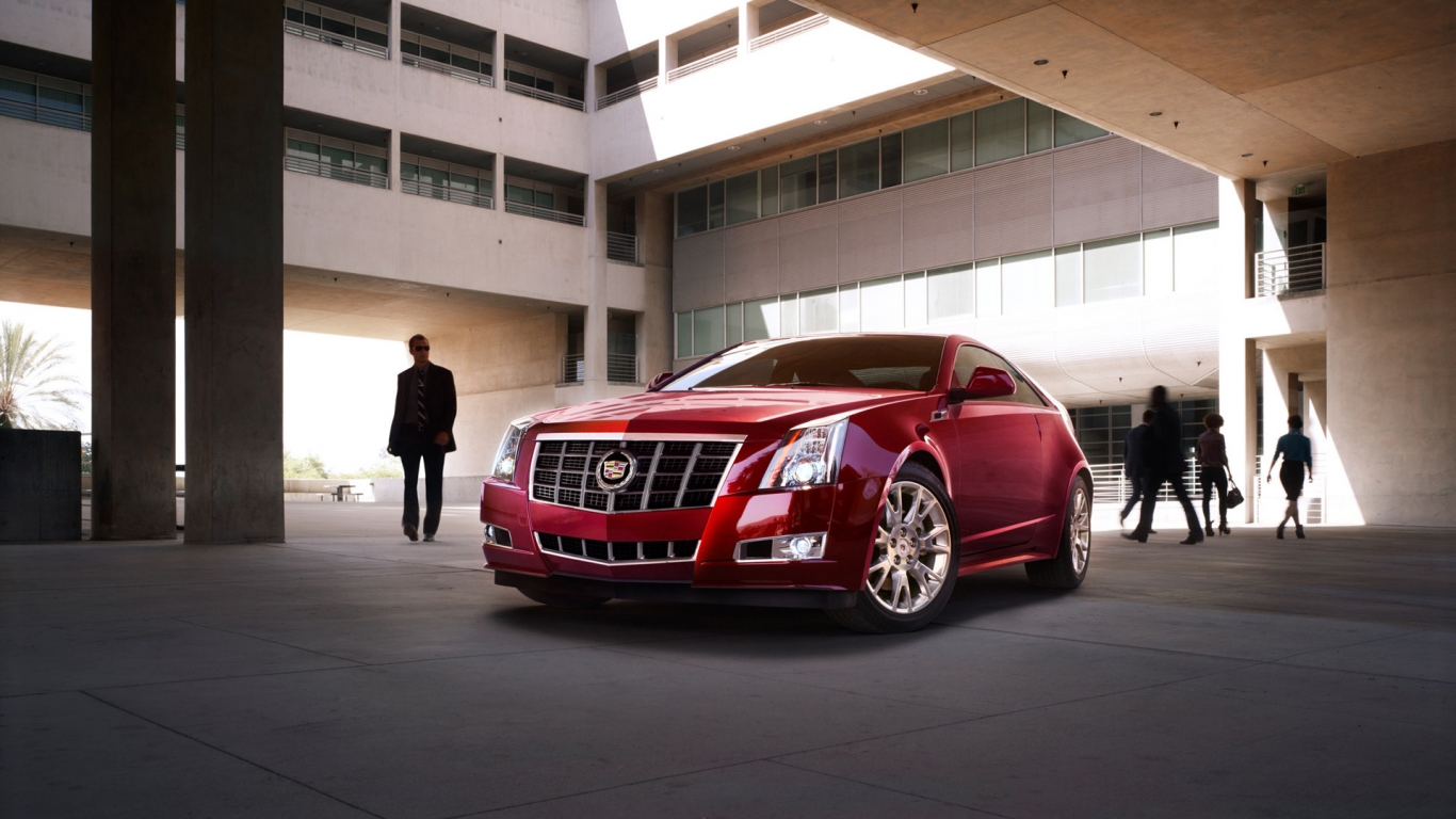 Red Cadillac CTS 2012 for 1366 x 768 HDTV resolution