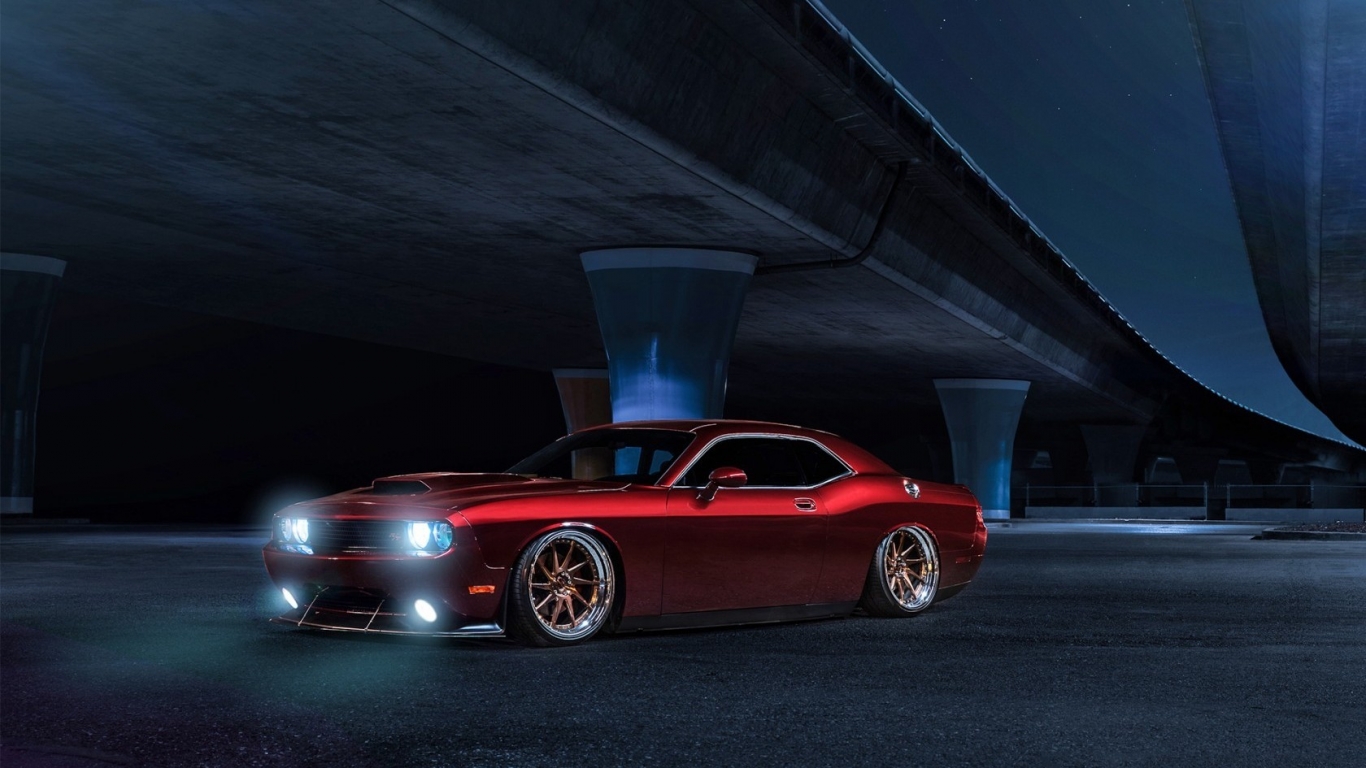 Red Dodge Challenger Avant Garde for 1366 x 768 HDTV resolution
