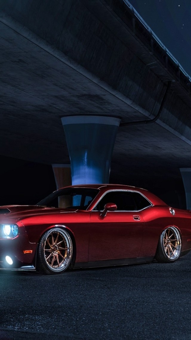 Red Dodge Challenger Avant Garde for 640 x 1136 iPhone 5 resolution