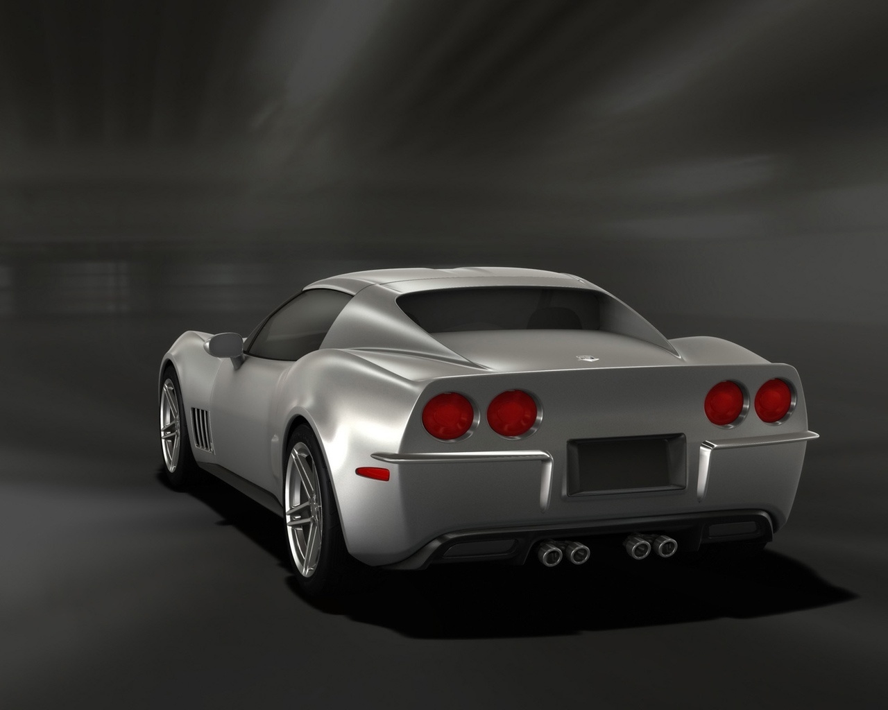 Retro Corvette Stingray Silver Rear Angle 2009 for 1280 x 1024 resolution