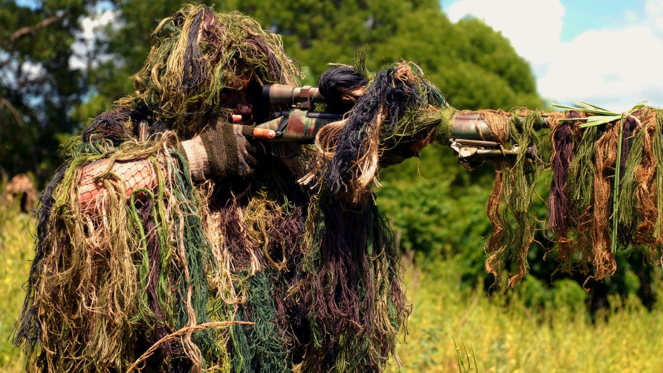 Rifle Man Camouflaged for 1366 x 768 HDTV resolution