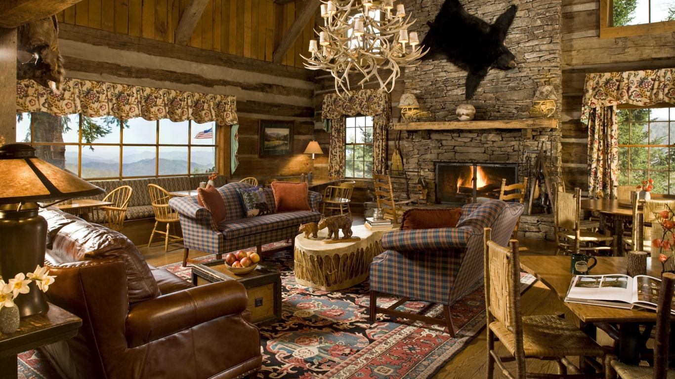 Rustic Living Room for 1366 x 768 HDTV resolution