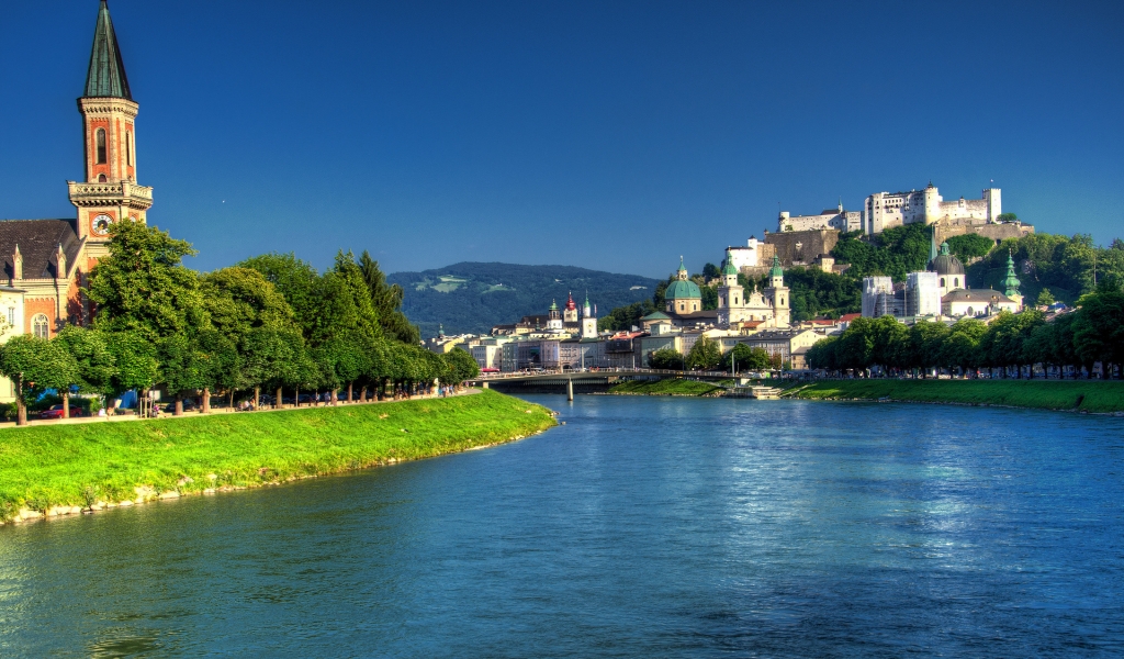 Salzach River Salzburg  for 1024 x 600 widescreen resolution
