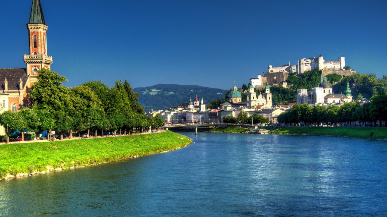 Salzach River Salzburg  for 1280 x 720 HDTV 720p resolution