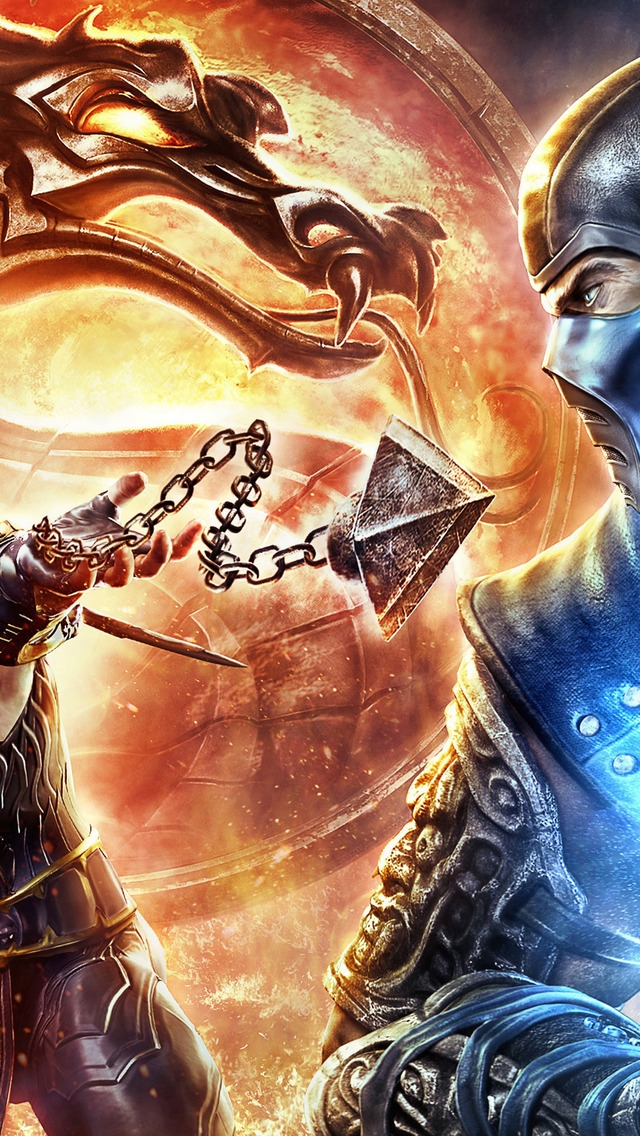 Scorpions vs Sub Zero Mortal Kombat for 640 x 1136 iPhone 5 resolution