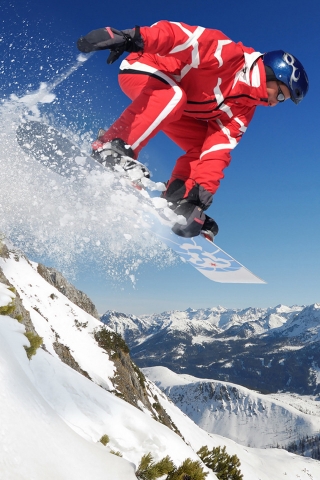 Snowboarding High In The Sky for 320 x 480 iPhone resolution