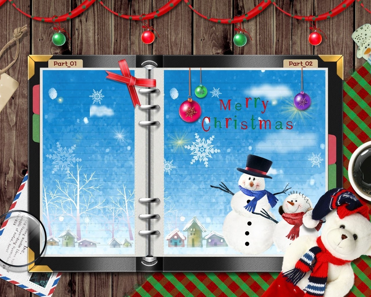 Snowman Christmas Card for 1280 x 1024 resolution