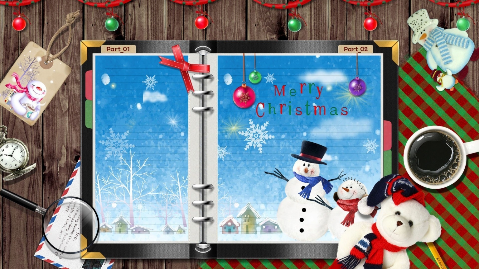 Snowman Christmas Card for 1536 x 864 HDTV resolution