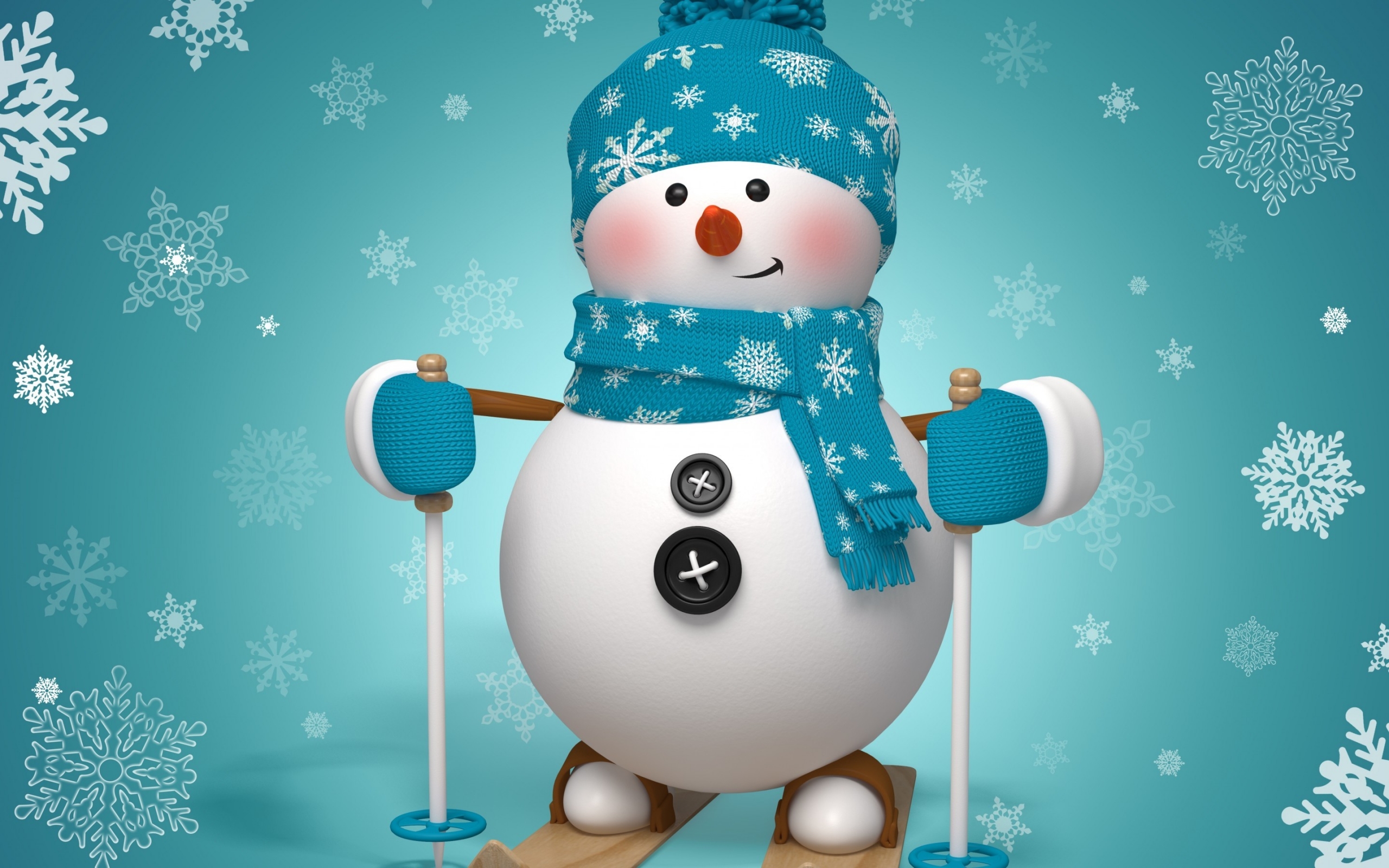Snowman Ready to Ski for 2560 x 1600 widescreen resolution