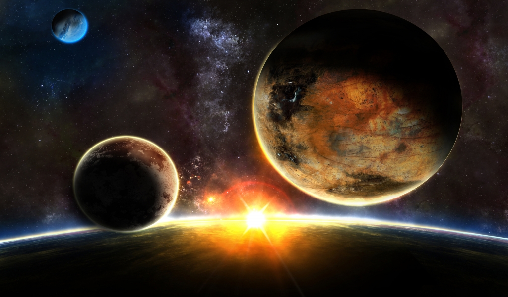 Space Sunrise for 1024 x 600 widescreen resolution