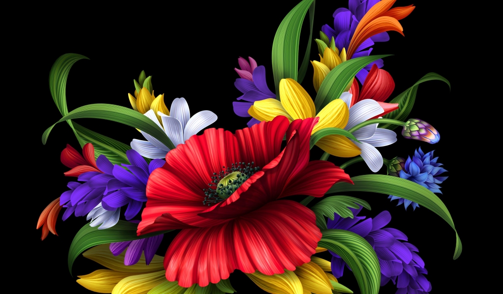 Special Flower Bouquet for 1024 x 600 widescreen resolution