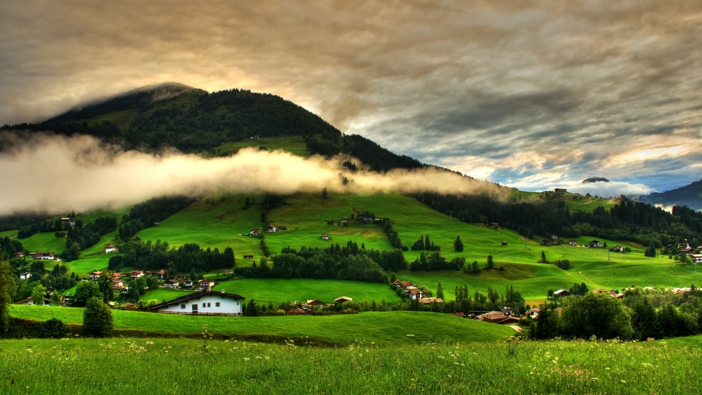 Spring Green Mountains for 1366 x 768 HDTV resolution