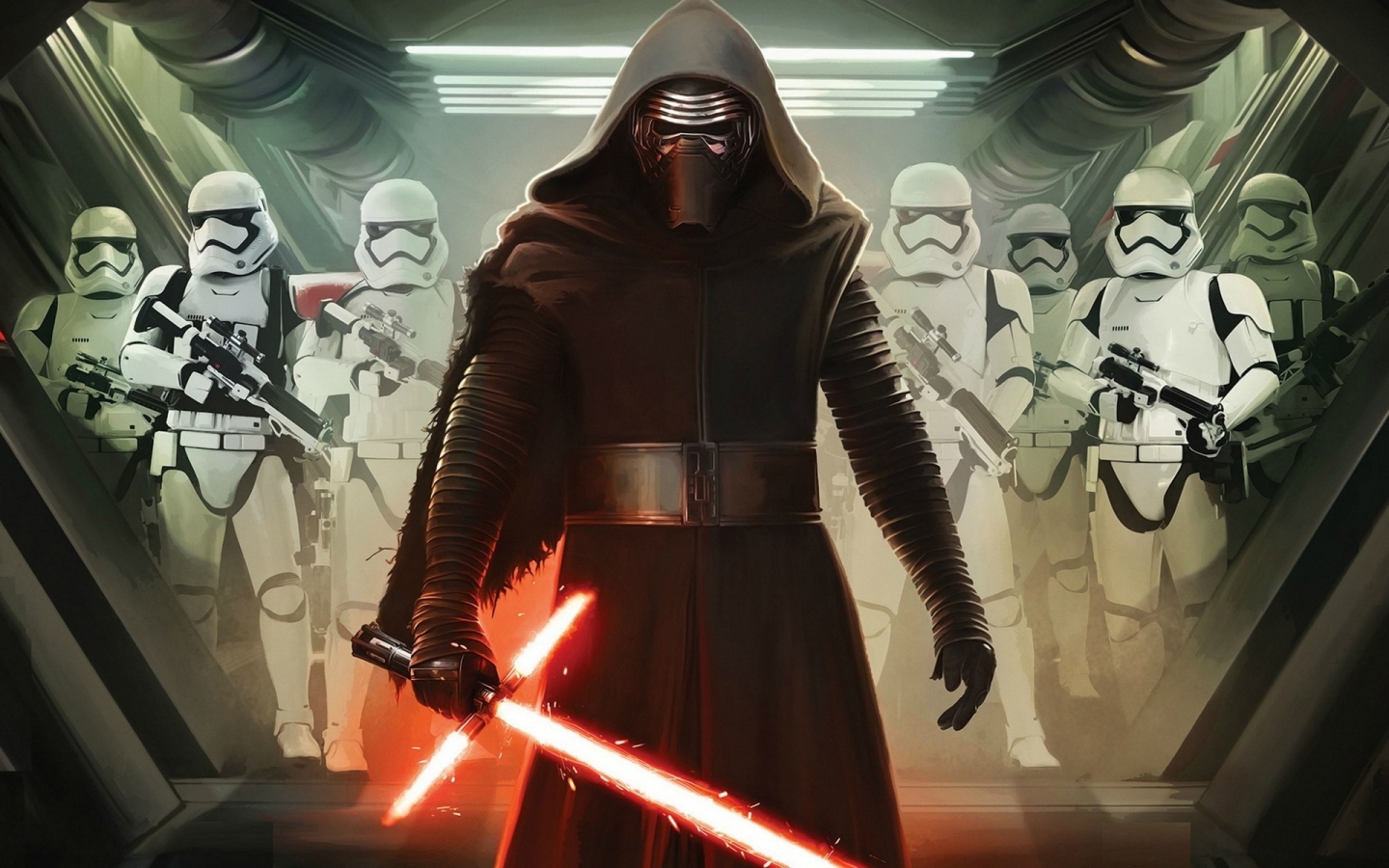 Star Wars VII Darth Vader and Storm Troopers for 1440 x 900 widescreen resolution