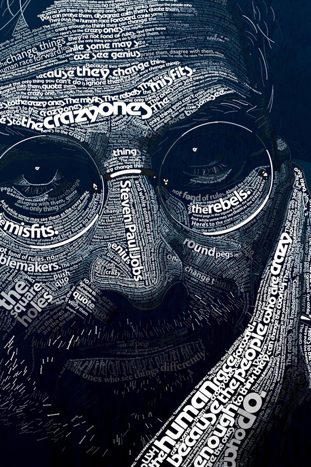 Steve Jobs Word Art for 640 x 960 iPhone 4 resolution