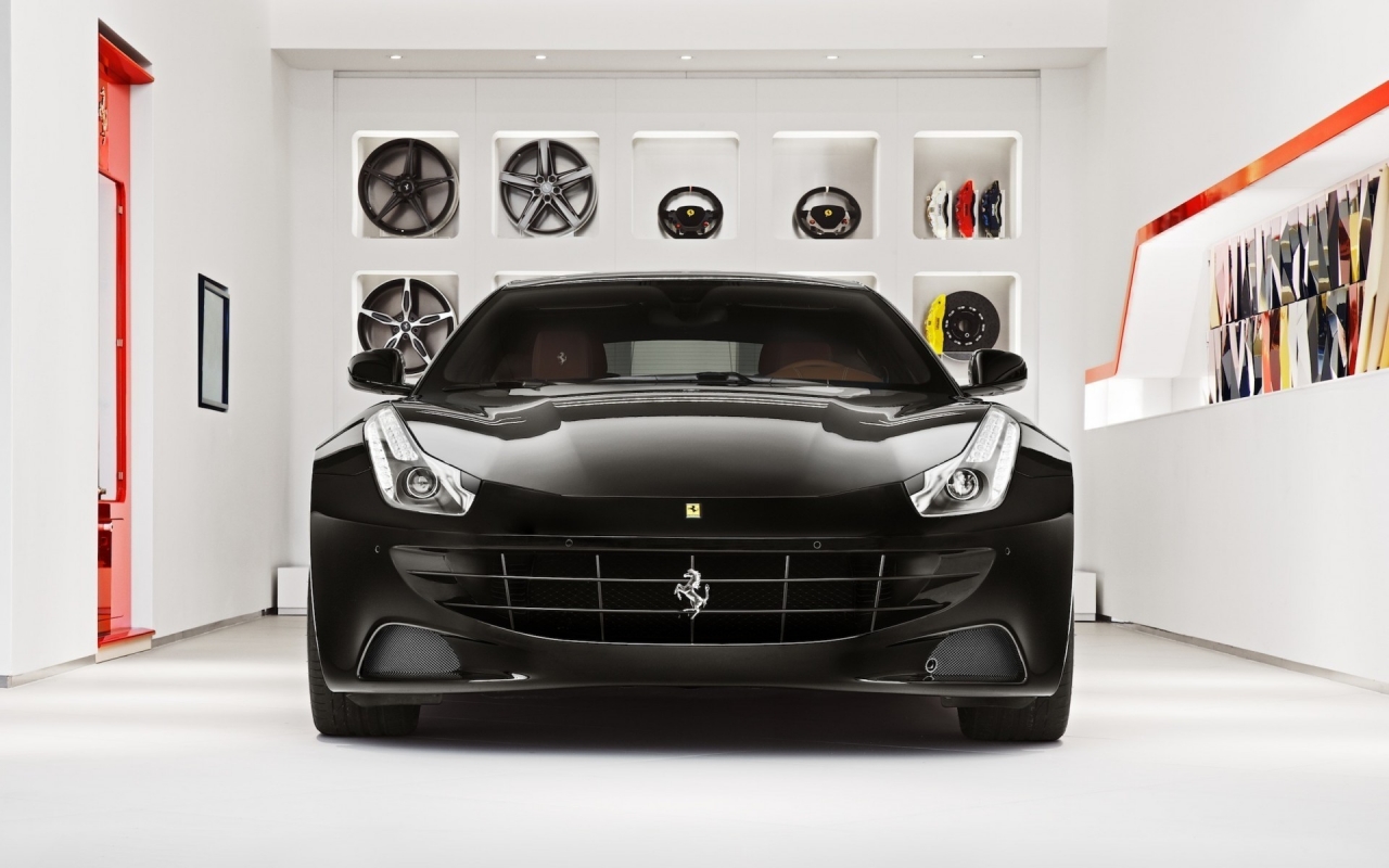 Stunning Black Ferrari FF for 1280 x 800 widescreen resolution