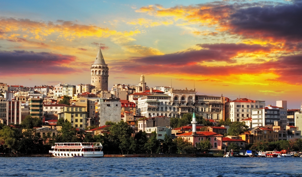 Sunset in Istambul for 1024 x 600 widescreen resolution