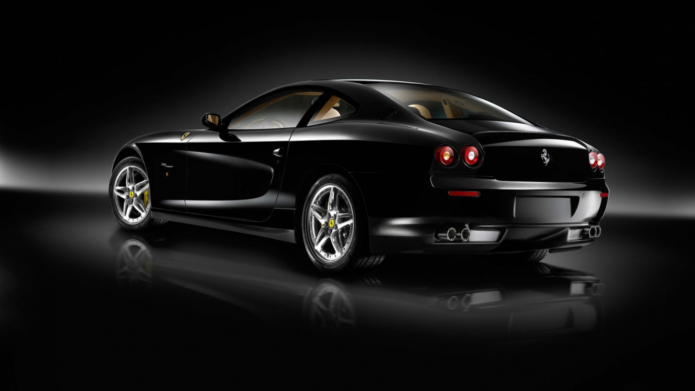 Superb Black Ferrari for 1366 x 768 HDTV resolution