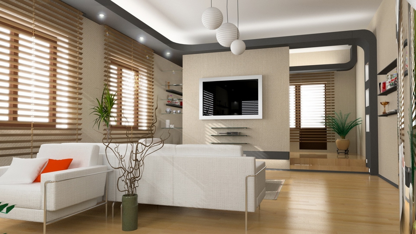 Superb Living Room Design for 1366 x 768 HDTV resolution