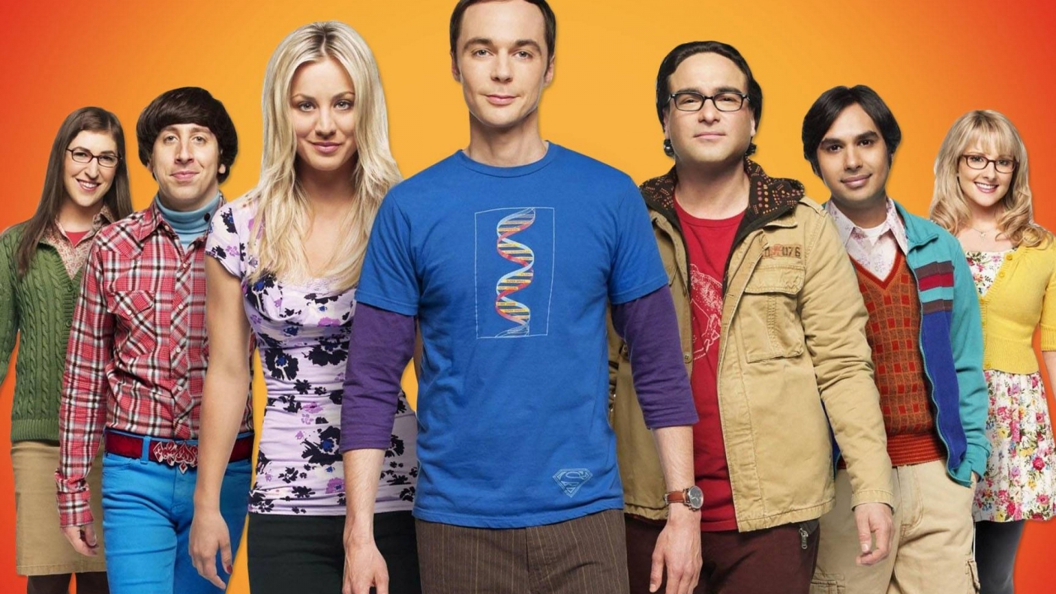 The Big Bang Theory Smiley Cast for 1536 x 864 HDTV resolution