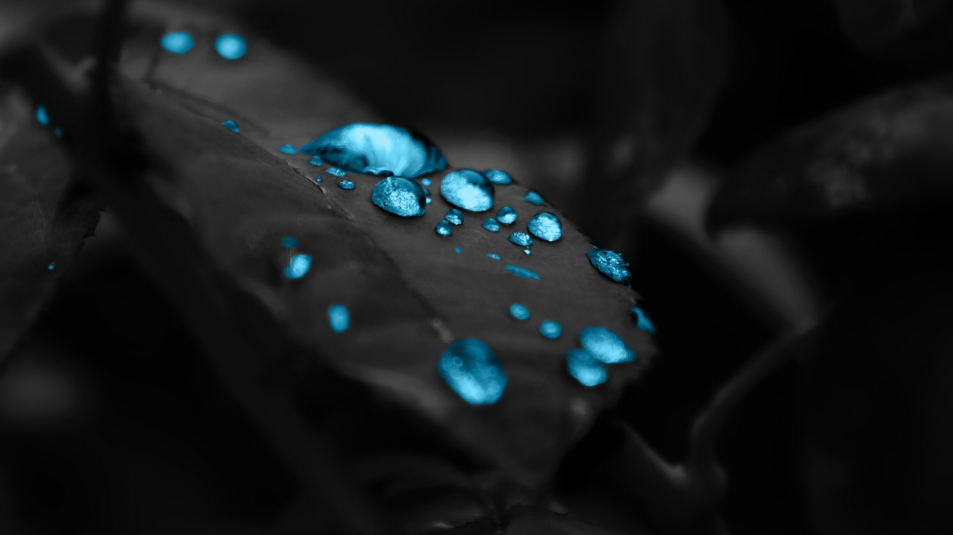 Turquoise Water Drops for 1366 x 768 HDTV resolution