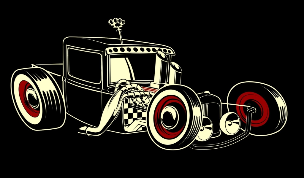 Vintage Car Drawing for 1024 x 600 widescreen resolution