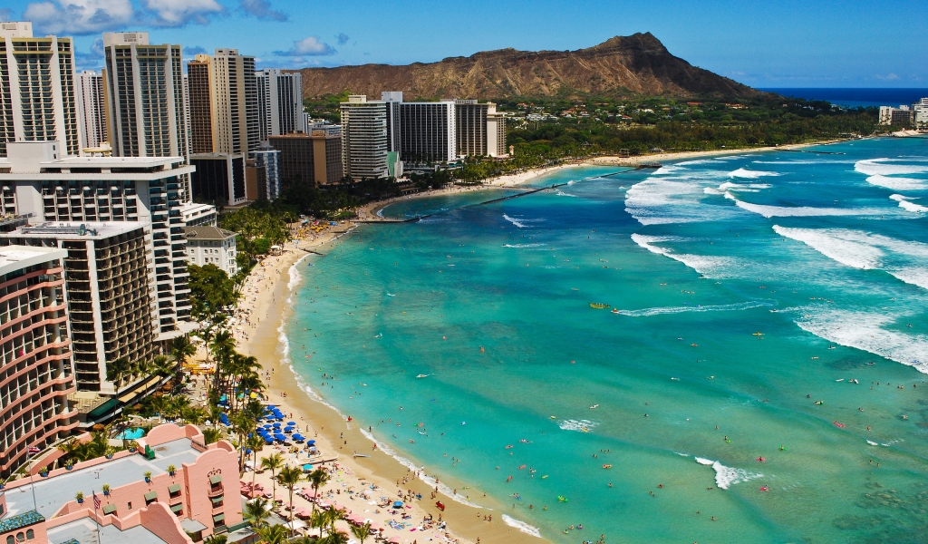 Waikiki Beach Hawaii, for 1024 x 600 widescreen resolution