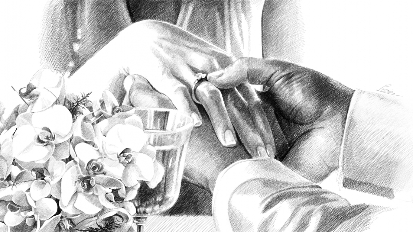 Wedding Drawing for 1366 x 768 HDTV resolution