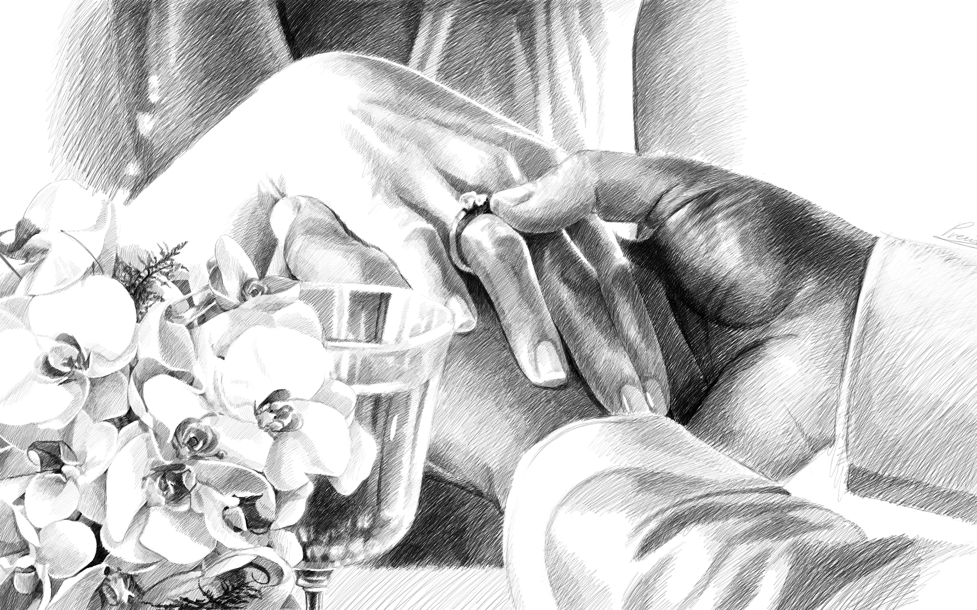 Wedding Drawing for 1920 x 1200 widescreen resolution