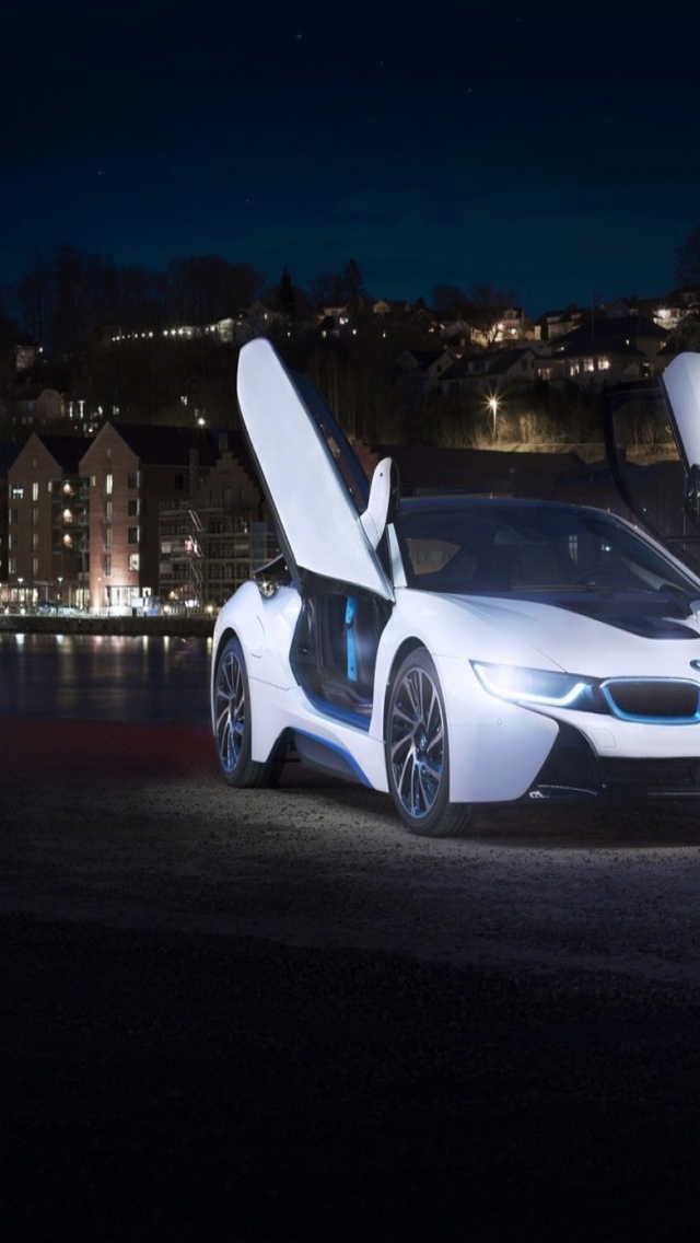 White BMW I8 Concept for 640 x 1136 iPhone 5 resolution