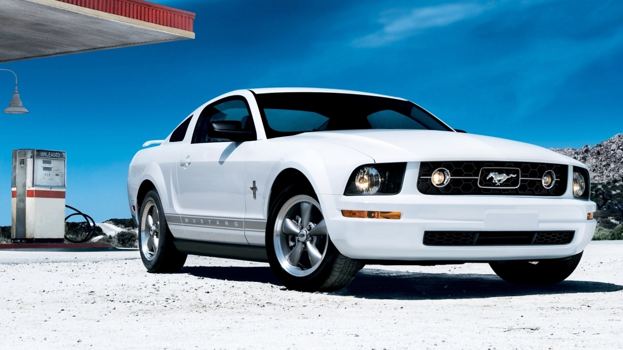 White Mustang for 1280 x 720 HDTV 720p resolution