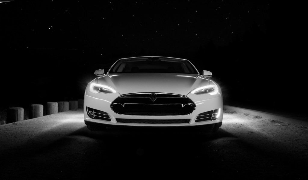 White Tesla Front  for 1024 x 600 widescreen resolution
