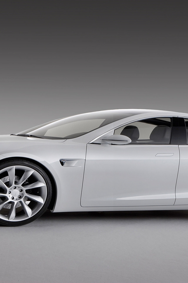 White Tesla Model S for 640 x 960 iPhone 4 resolution