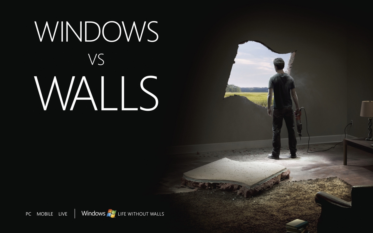 Windows vs Walls for 1280 x 800 widescreen resolution