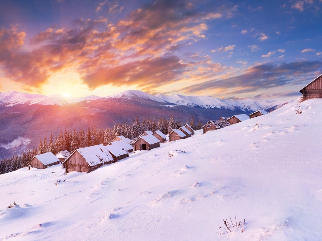 Winter Beautiful Sunset for 1024 x 768 resolution