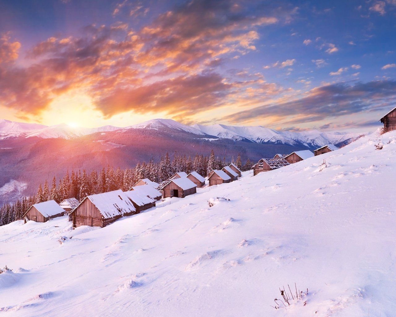 Winter Beautiful Sunset for 1280 x 1024 resolution