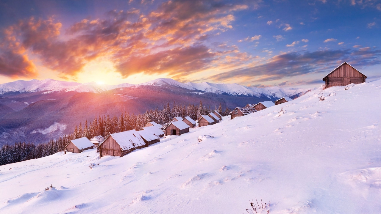 Winter Beautiful Sunset for 1280 x 720 HDTV 720p resolution