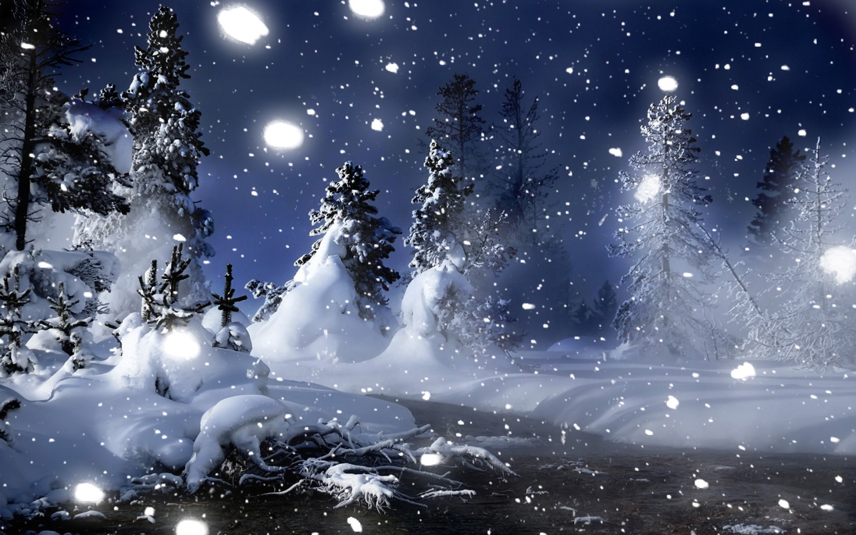 Winter Night in Park for 1680 x 1050 widescreen resolution