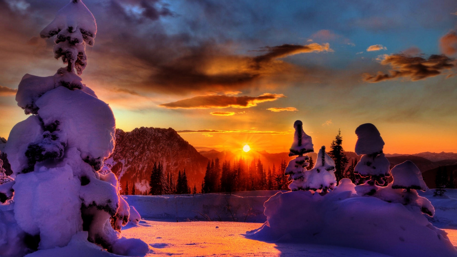 Winter Sunset for 1600 x 900 HDTV resolution
