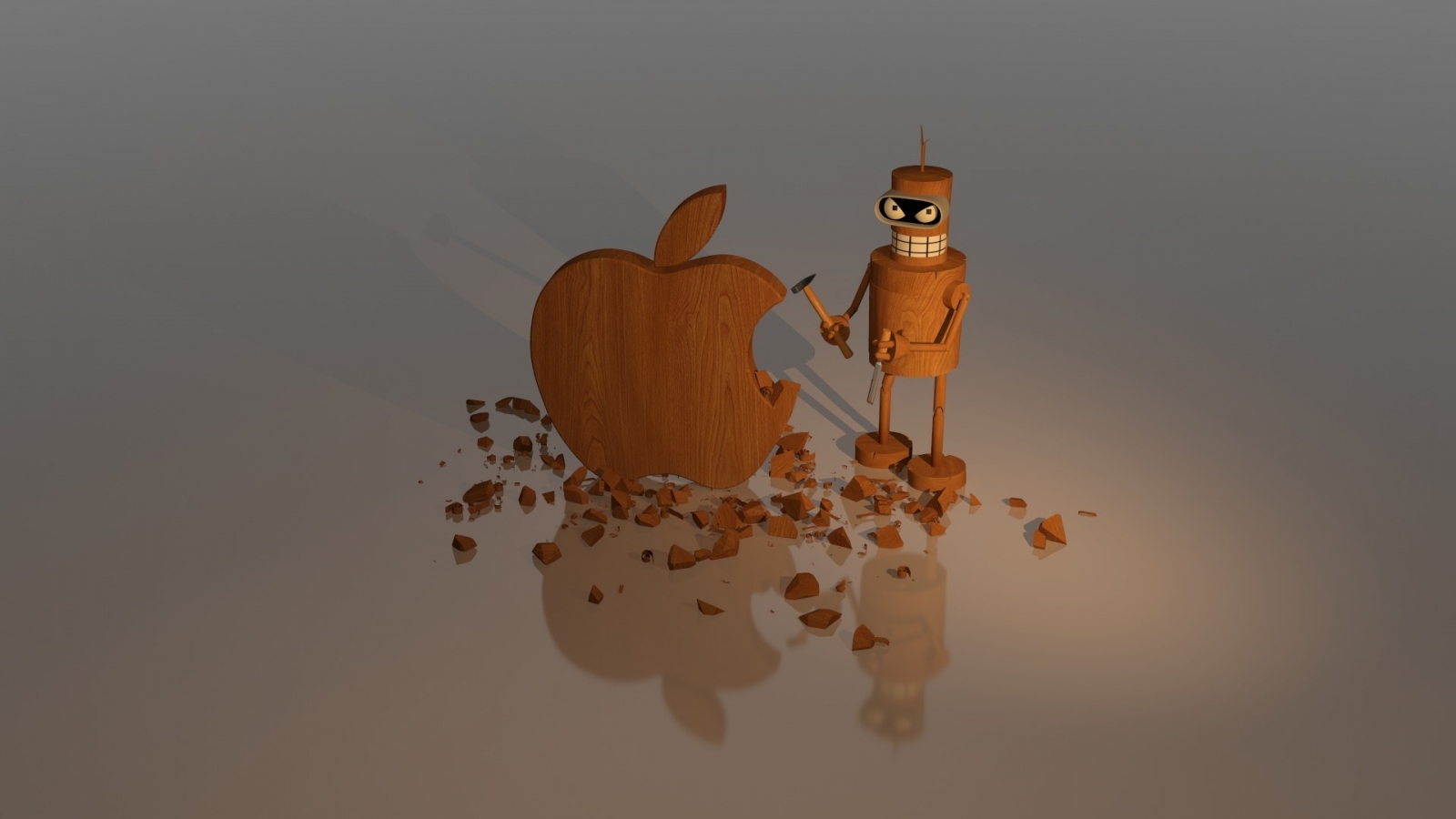 Wood Apple Sculpture for 1600 x 900 HDTV resolution