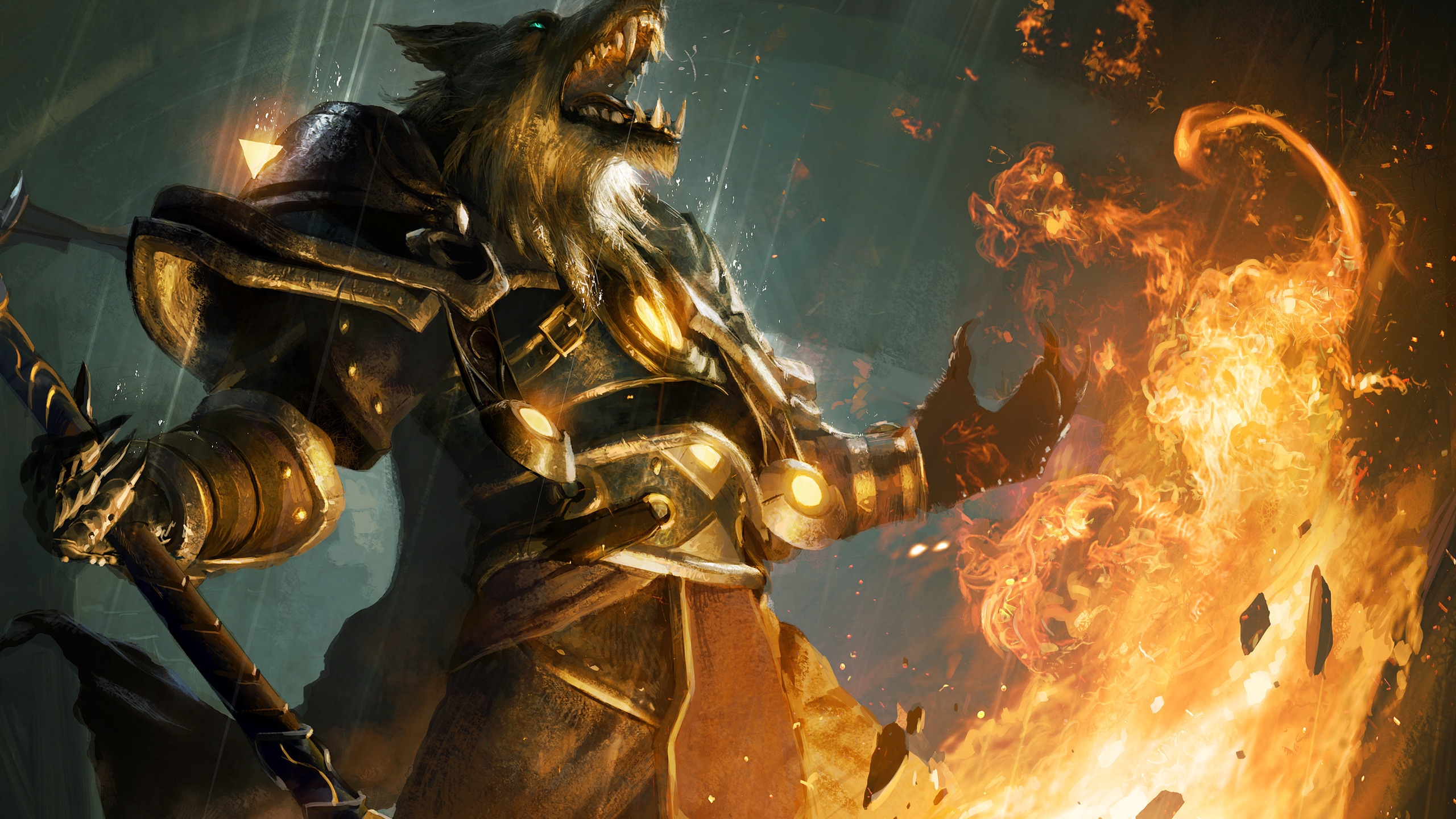 Worgen Fire World of Warcraft for 2560x1440 HDTV resolution