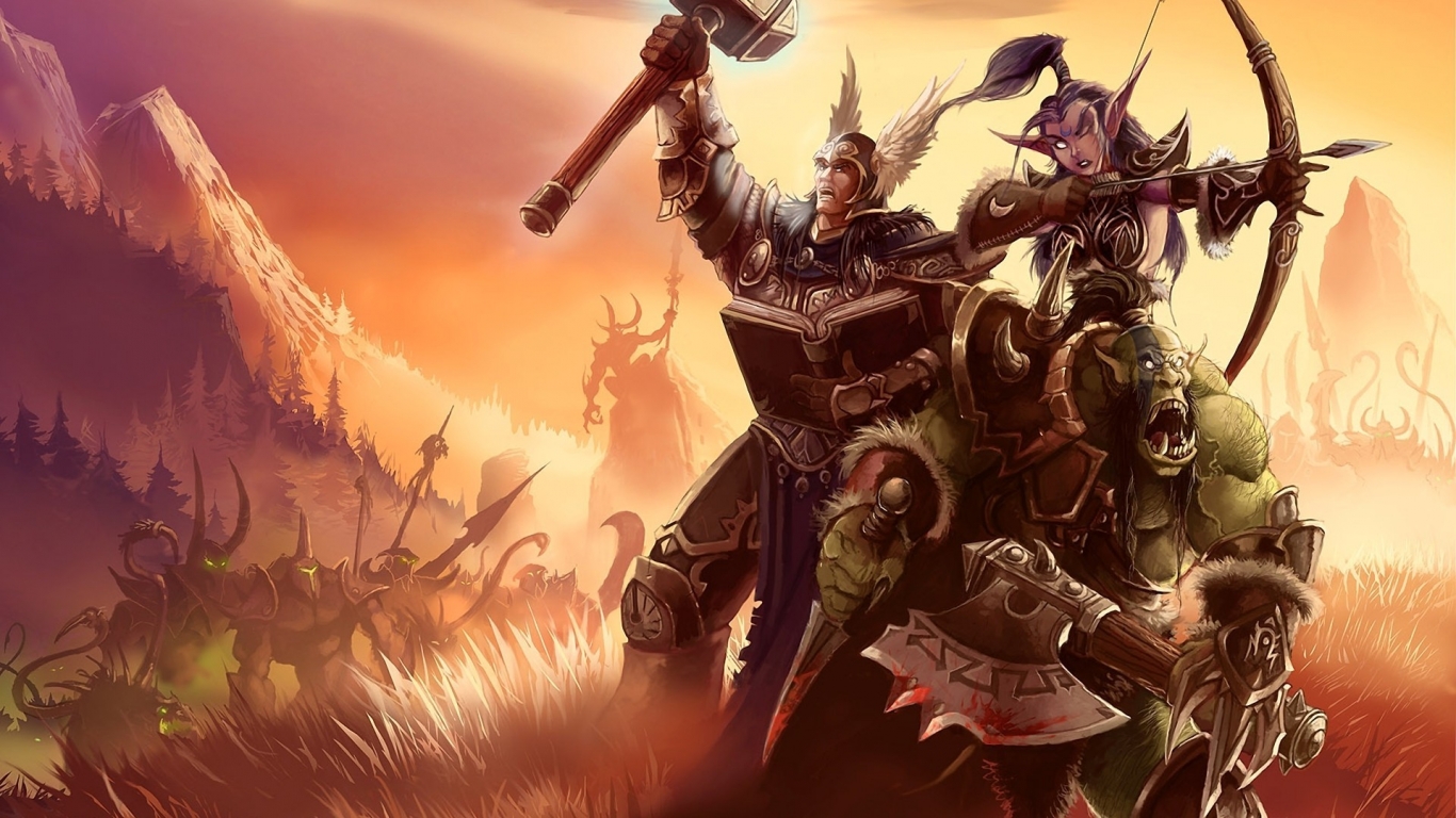World of Warcraf Fight Poster for 1366 x 768 HDTV resolution