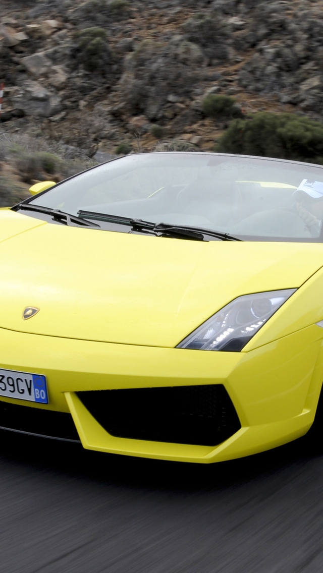 Yellow Lamborghini Gallardo LP560 4 Spyder  for 640 x 1136 iPhone 5 resolution