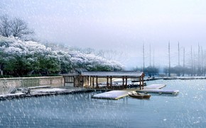 Winter View of lake wallpaper