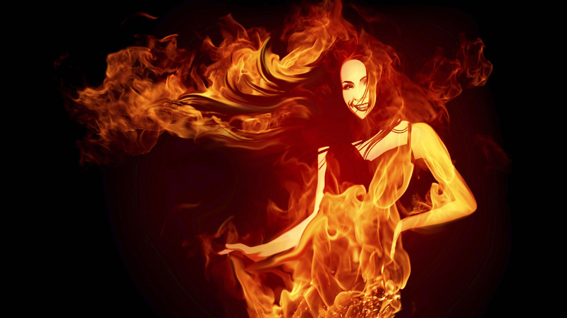Woman in Fire wallpaper